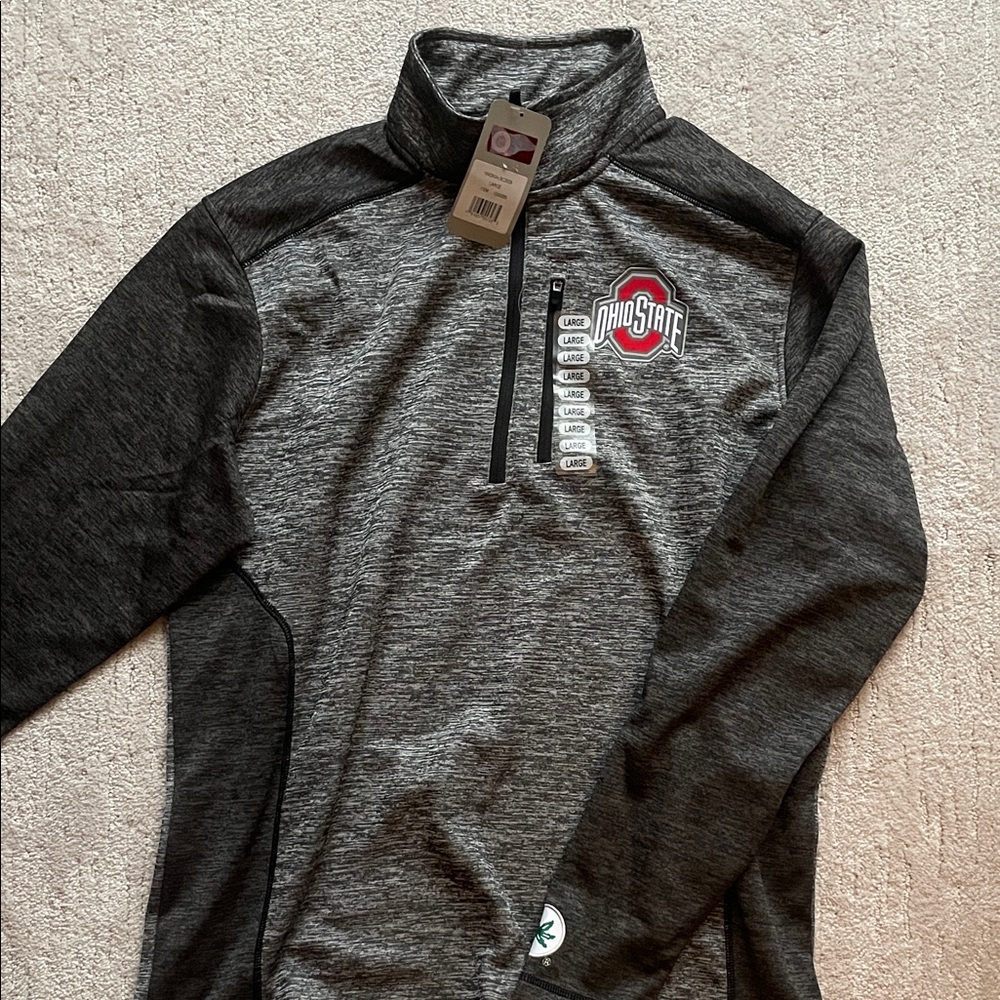 Ohio State Men's Gray Quarter-Zip Sweater